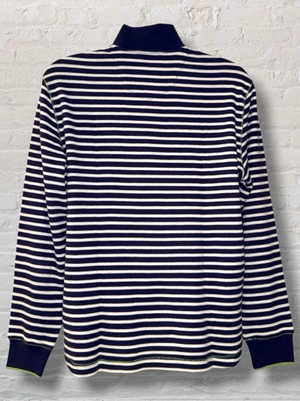 Robert Graham Classic Fit Quarter Zip Sweater Navy White Stripe Cotton Men’s M